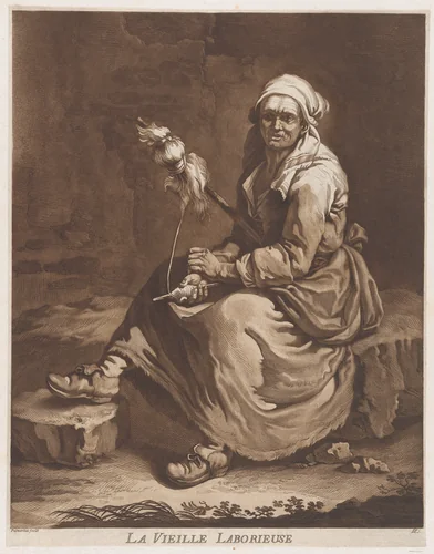 The Old Working Woman by Pietro Jacopo Palmieri, print, 1752-1804