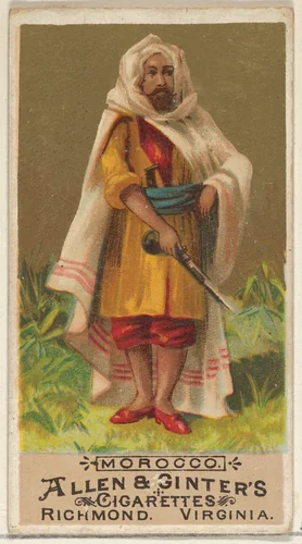 Morocco, from the Natives in Costume series (N16) for Allen & Ginter Cigarettes Brands by Allen & Ginter, print, 1886