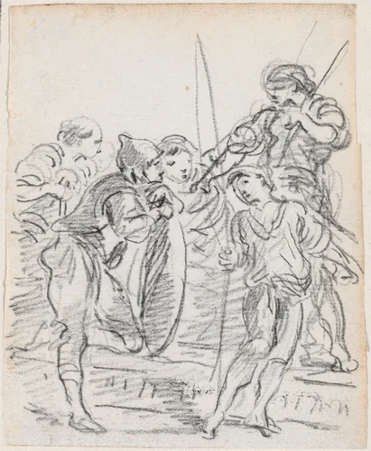 Group of Male Figures Conversing by Hubert Robert, drawing, 1754-1765