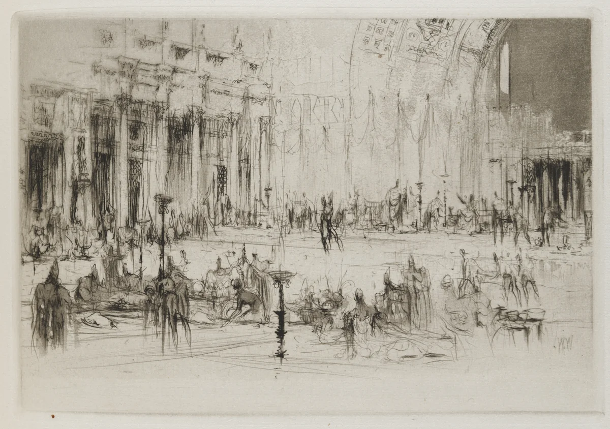 Herodias: Page 39, The guests filled the banquet hall by William Walcot, print, 1928