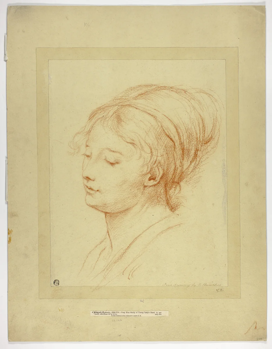 Girl's Head in Three-Quarter View by Jean-Baptiste Greuze, drawing, 1745-1805