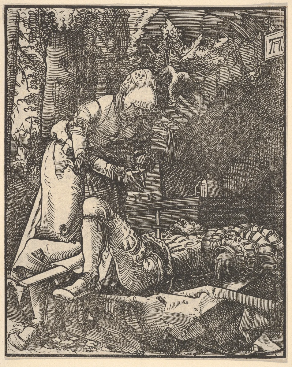 Pyramus and Thisbe by Albrecht Altdorfer, print, 1518