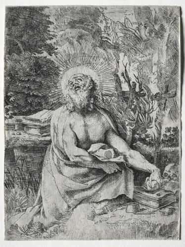 St. Jerome by Annibale Carracci, print, 1586-1596