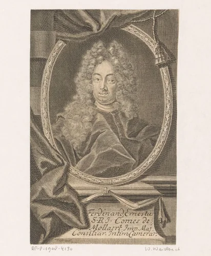Portret van Ferdinand Ernst von Mollaert by Martin Bernigeroth, print, 1716