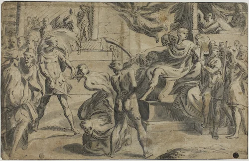 Martyrdom of Saints Peter and Paul by Francesco Mazzola, drawing, 1580-1599