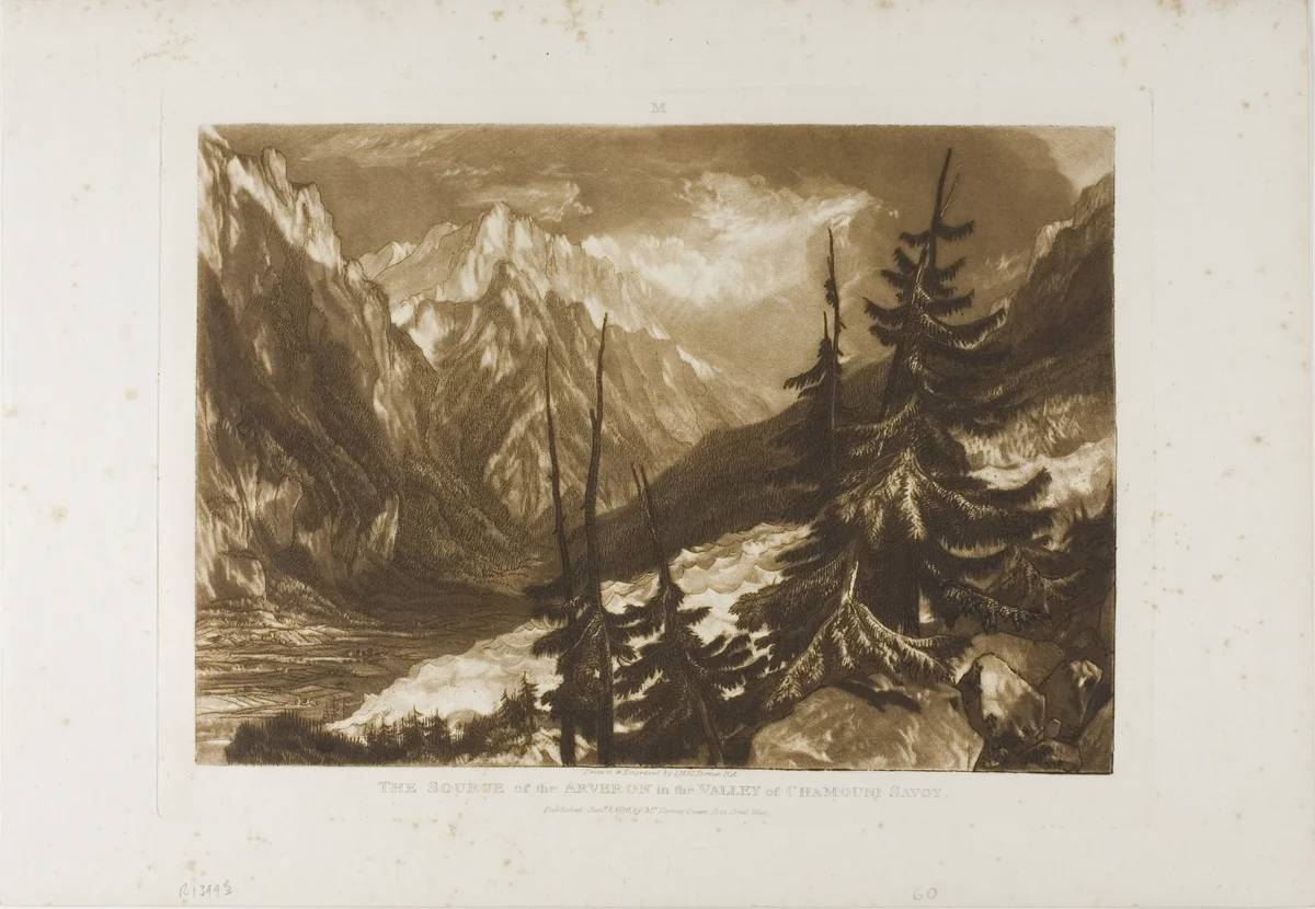 The Source of the Arveron, plate 60 from Liber Studiorum by Joseph Mallord William Turner, print, 1816