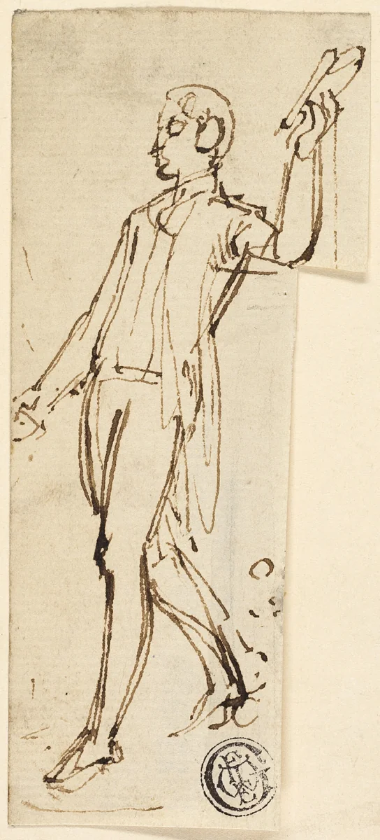 Sketch of Standing Man with Uplifted Arm by Thomas Stothard, drawing, 1775-1834