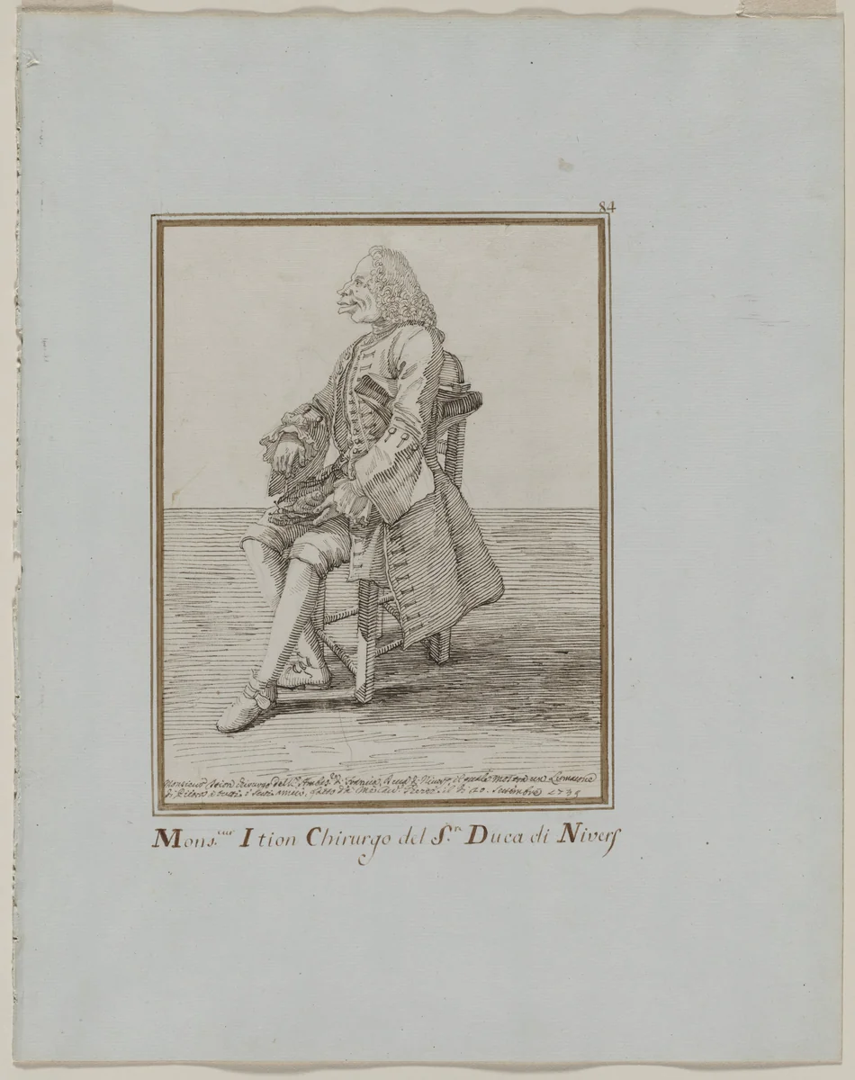 Monsieur Ition Chirurgo del sre. Duca di Nivers by Pier Leone Ghezzi, drawing, 1749