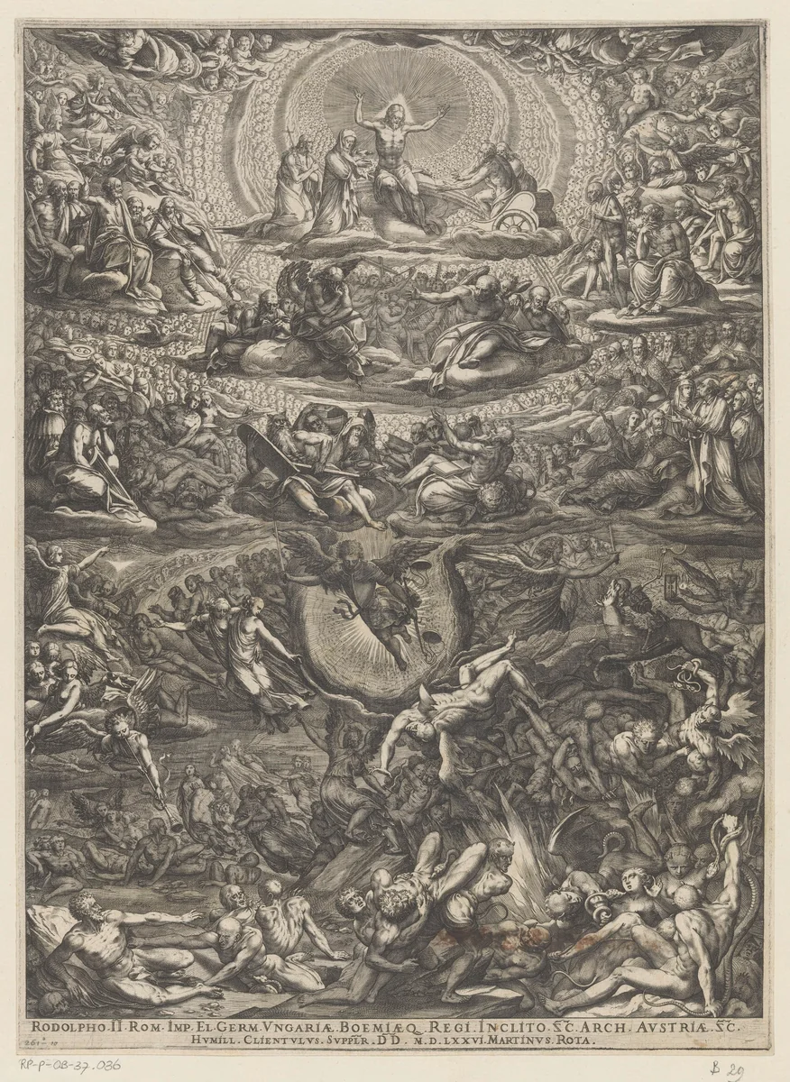 Laatste Oordeel by Martino Rota, print, 1576
