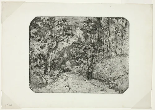 Wooded Lane at Pontoise by Camille Pissarro, print, 1879