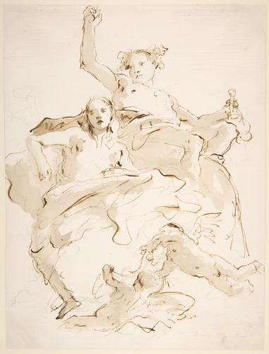 Bacchus and Ariadne by Giovanni Battista Tiepolo, drawing, 1696-1770