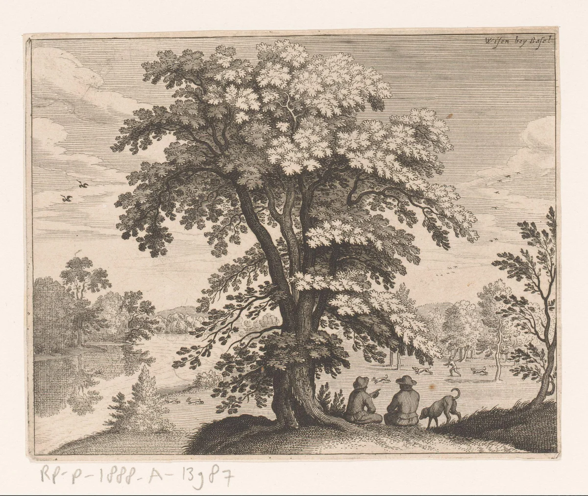 Konijnenjacht bij Bazel by Matthäus Merian, print, 1625