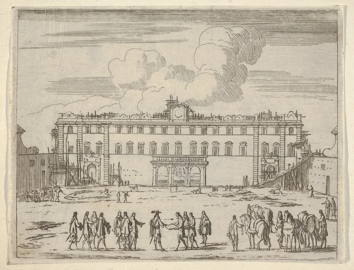 Francesco I d'Este Builds the Palazzo di Sassuolo, from "L'Idea di un Principe ed Eroe Cristiano in Francesco I d'Este, di Modena e Reggio Duca VIII [...]" by Bartolomeo Fenice, print, 1659