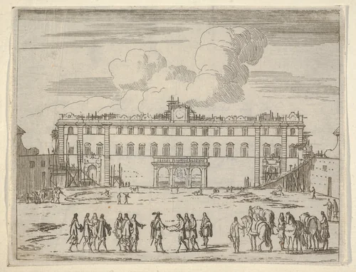 Francesco I d'Este Builds the Palazzo di Sassuolo, from "L'Idea di un Principe ed Eroe Cristiano in Francesco I d'Este, di Modena e Reggio Duca VIII [...]" by Bartolomeo Fenice, print, 1659