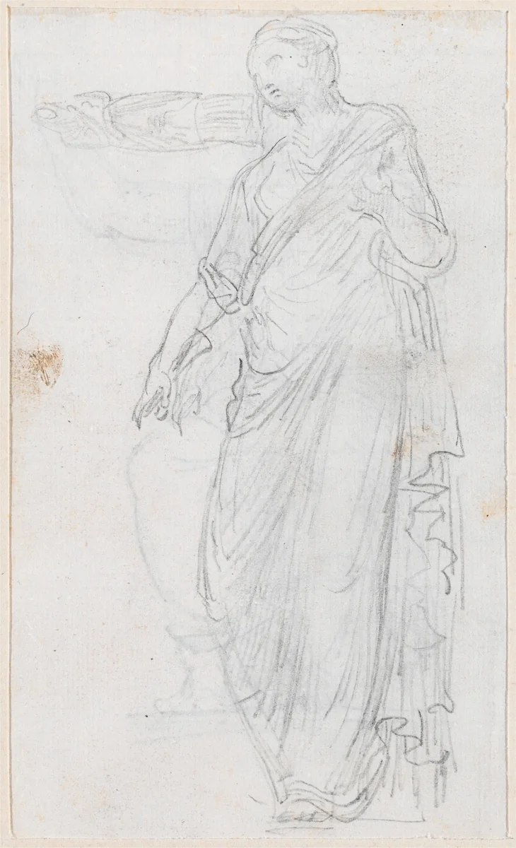 Woman in Toga [verso] by Hubert Robert, drawing, 1754-1765