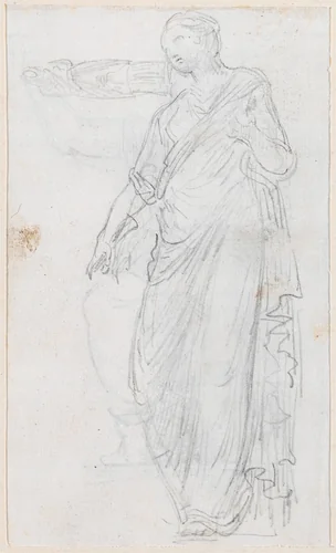 Woman in Toga [verso] by Hubert Robert, drawing, 1754-1765