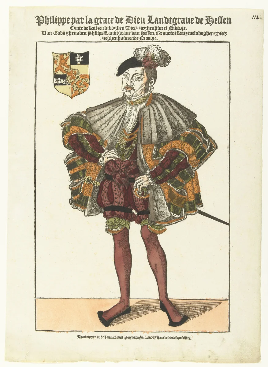 Portret van Filips van Hessen by Hans Liefrinck, print, 1539-1547