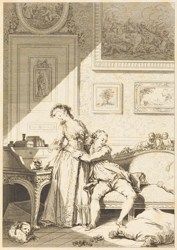 A femme avare galant escroc by Jacques Aliamet; Antoine-Jean Duclos; Jean Honoré Fragonard, print, 1726-1788