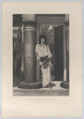 Egyptien à l'entrée de sa demeure (Egyptian at the entrance to his dwelling), from "L'Art" by Edmond Ramus, print, 1884