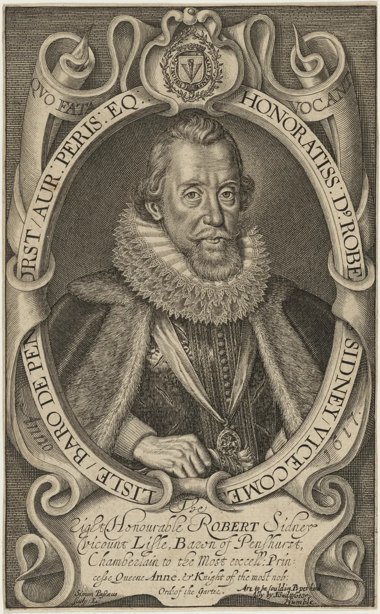 Robert Sidney, First Earl of Leicester by Simon van de Passe, print, 1595-1647