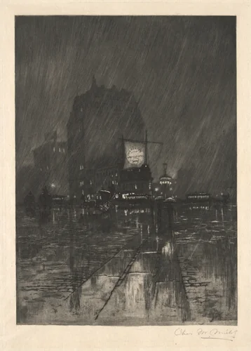 A Rainy Night, Madison Square by Charles Frederick William Mielatz, print, 1890