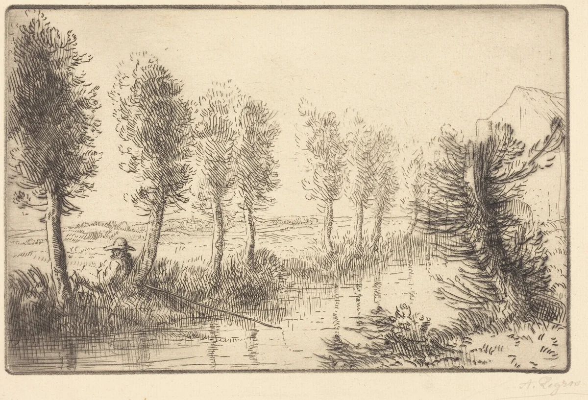 Near the Mill (Pres du moulin) by Alphonse Legros, print, 1837-1911