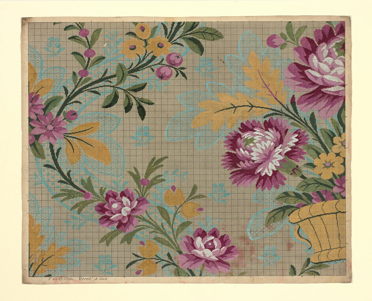 Mise-en-carte (Point-paper) by Germain Frères, textile, 1760-1790
