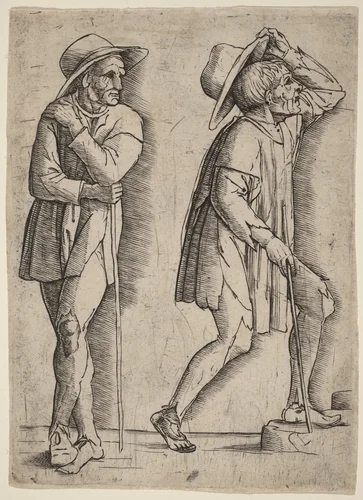 Two Peasants by Andrea Mantegna, print, 1480-1500