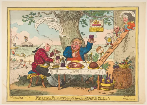 Peace and Plenty or Good News for John Bull!!! by George Cruikshank, print, 1814