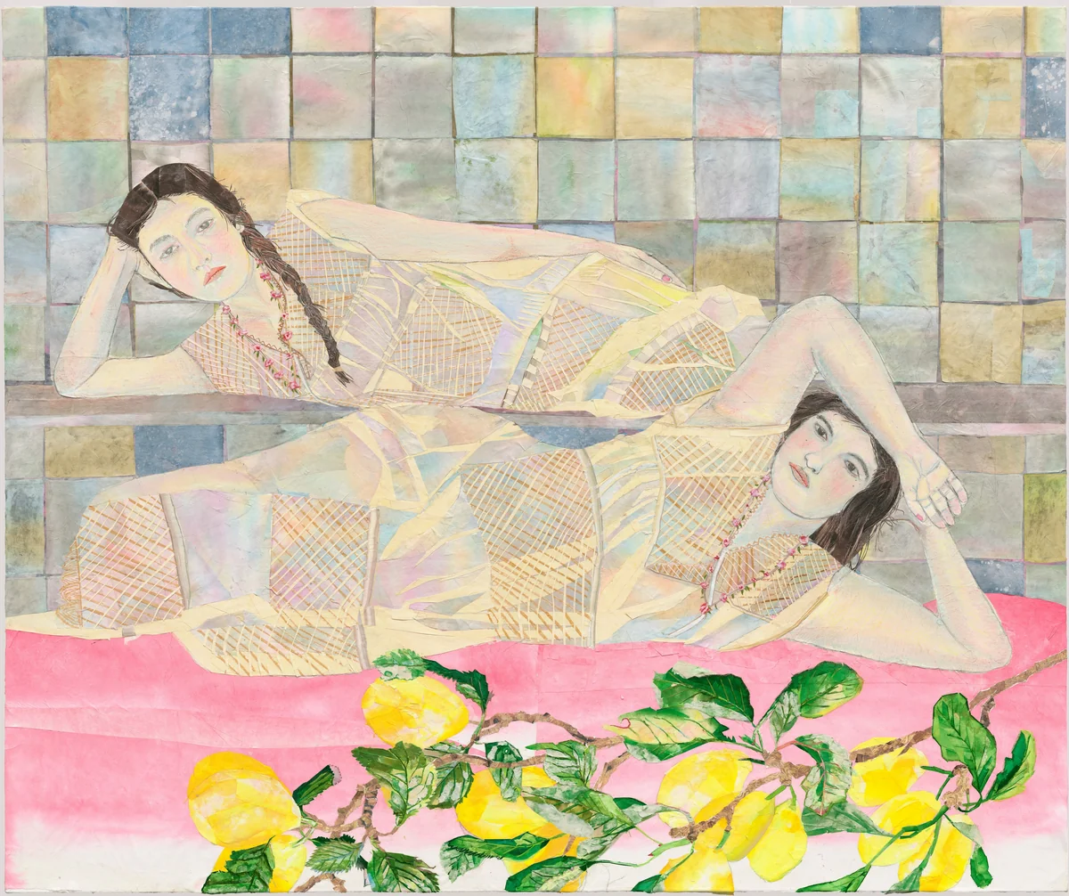 A Sunburst Restrained by María Berrío, painting, 2019