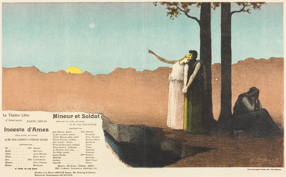 Inceste d'âmes; Mineur et soldat by Alphonse Osbert, print, 1896