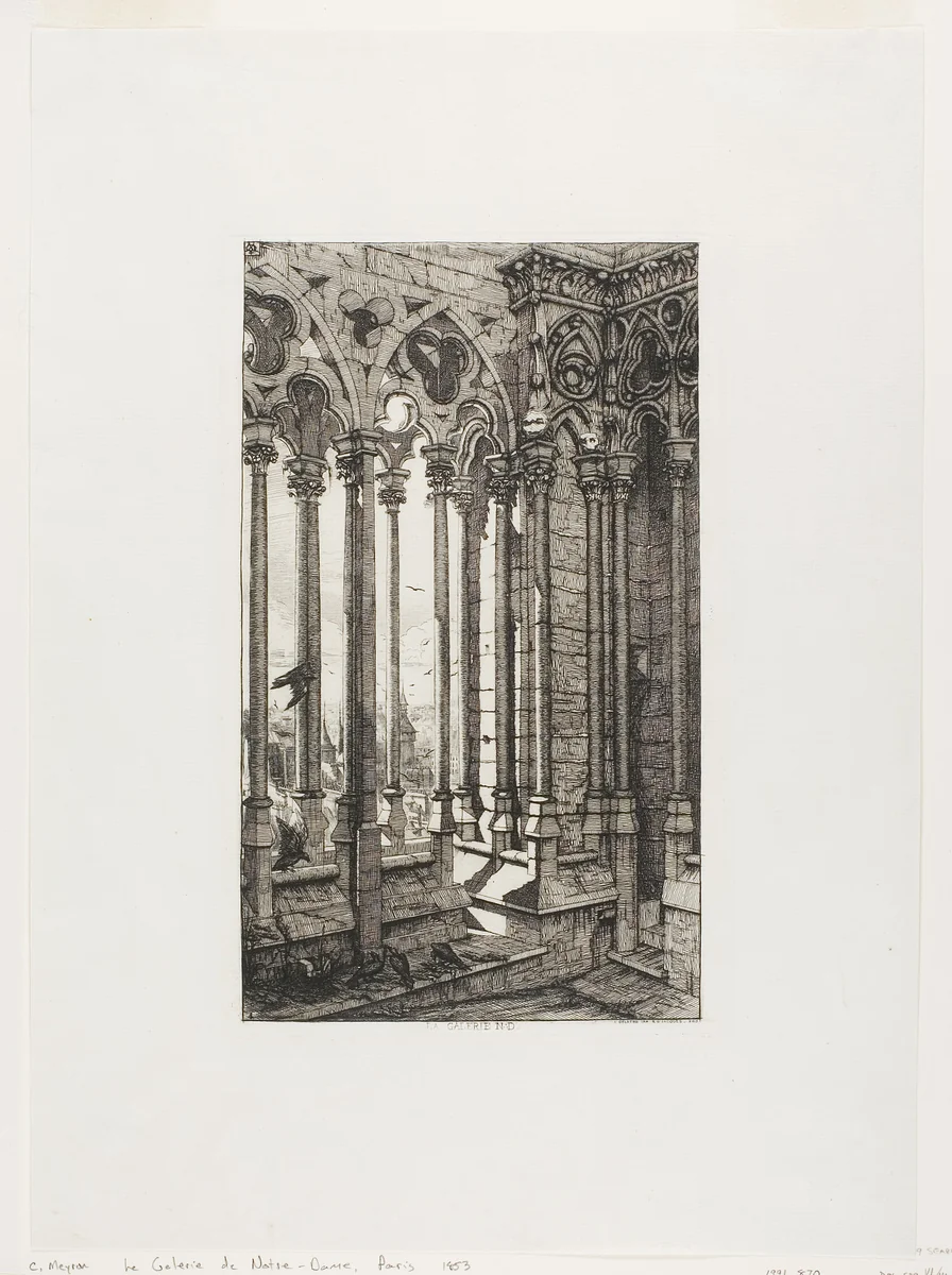 The Gallery of Notre-Dame, Paris by Charles Meryon, print, 1853