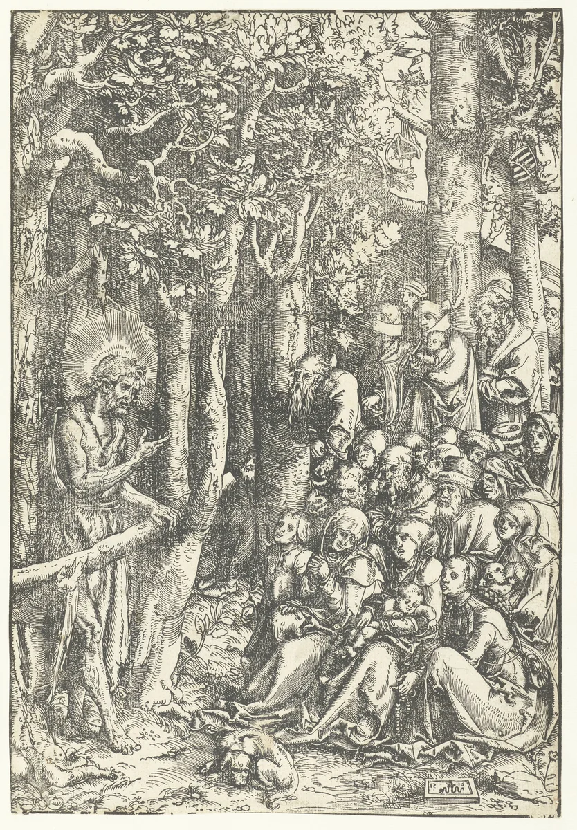 Johannes de Doper predikt tot mensen by Unknown, print, 1516