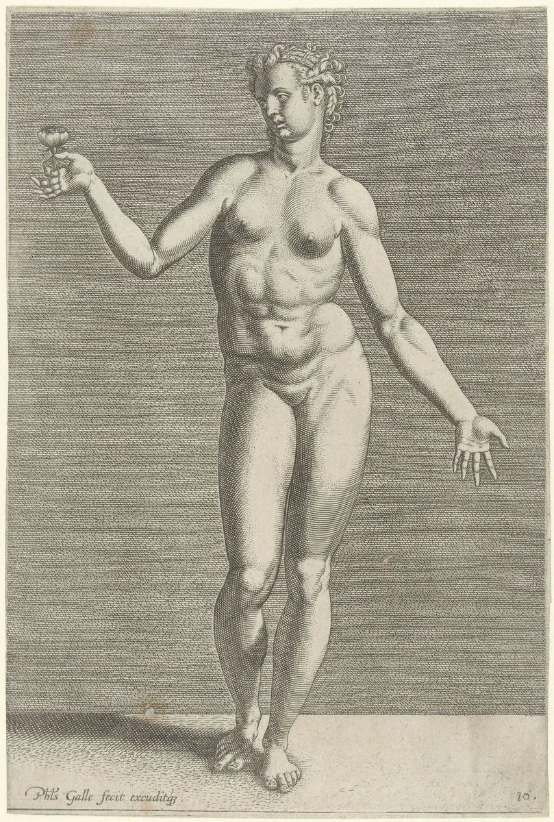 Naakte vrouw, van voren gezien. by Unknown, print, 1589