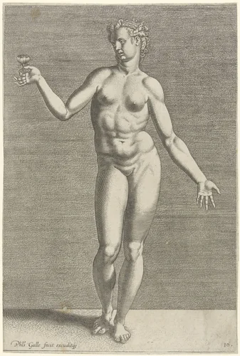 Naakte vrouw, van voren gezien. by Unknown, print, 1589