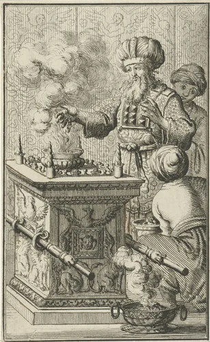 Gouden reukaltaar uit de Joodse eredienst by Jan Luyken, print, 1683