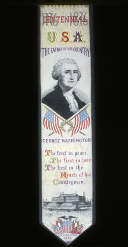 Commemorative Bookmark "Centennial U.S.A." by Thomas Stevens, textile, 1876