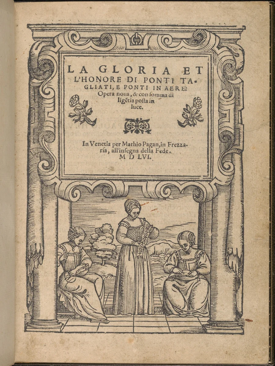 La Gloria et l'Honore di Ponti Tagliati, E Ponti in Aere, title page (recto) by Matteo Pagano, book, 1556