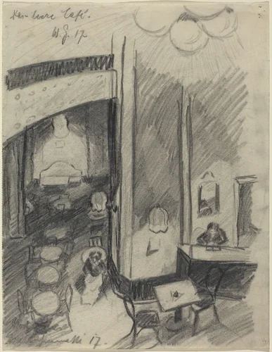 Das leere Café (The Empty Café) by Walter Gramatté, drawing, 1917