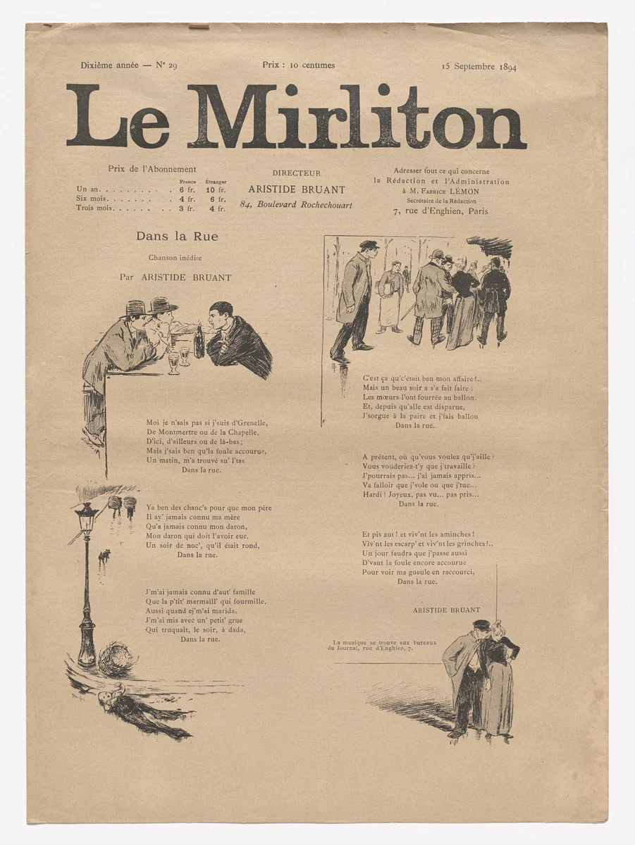 Le Mirliton, no. 29 by Théophile-Alexandre Steinlen, periodical, 1885