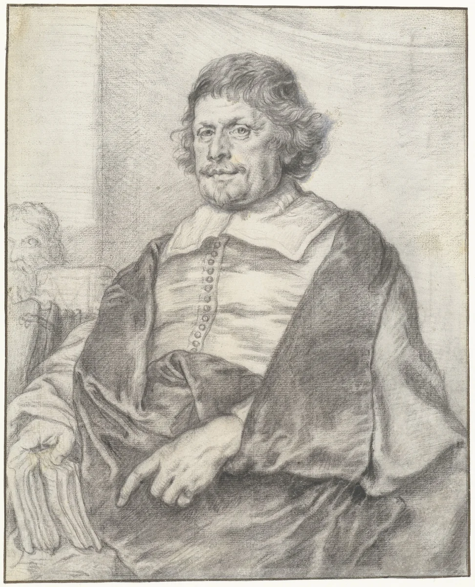 Portret van Caspar Barlaeus by Joachim von Sandrart, drawing, 1637-1643