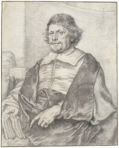 Portret van Caspar Barlaeus by Joachim von Sandrart, drawing, 1637-1643