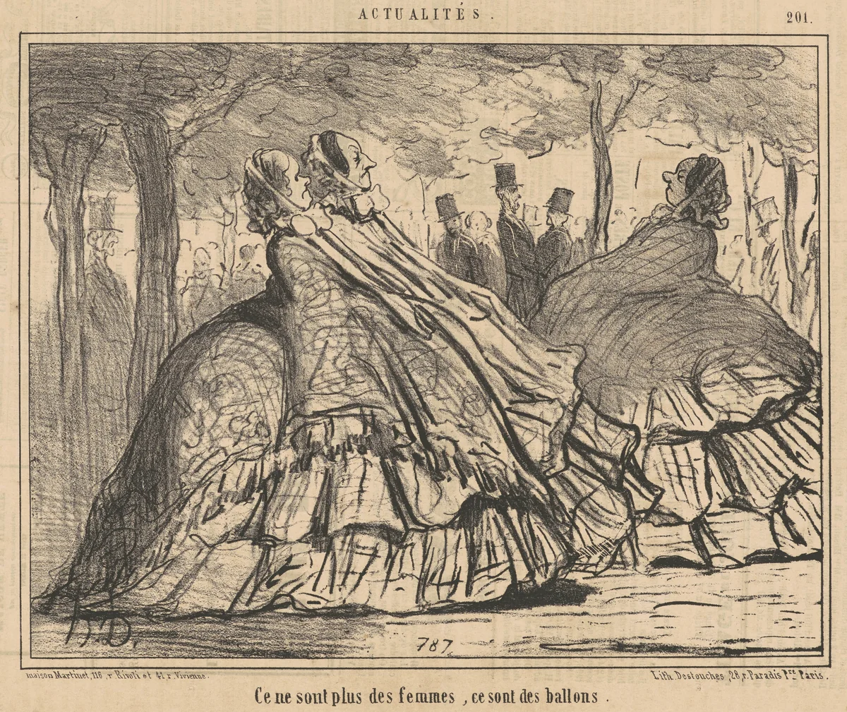 Ce ne sont plus des femmes, ce sont des ballons by Honoré Daumier, print, 1855