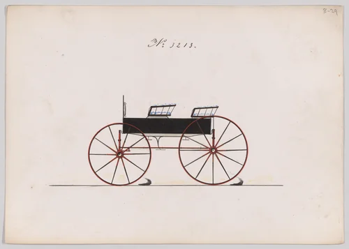 Design for 4 seat Phaeton, no top, no. 3213 by Brewster & Co., drawing, 1876