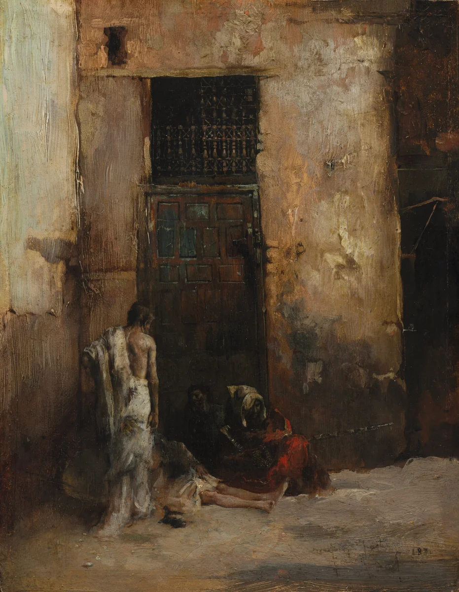 Beggars by a Door by Mariano Fortuny, painting, 1870