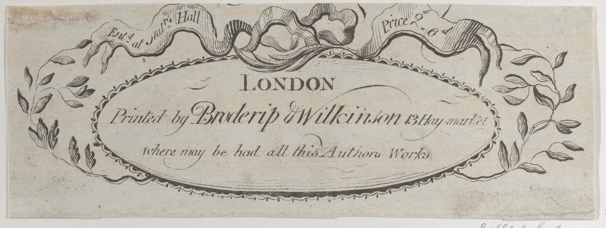 Trade card for Broderip & Wilkinson, music sellers and musical instrument makers by anonymous, print, 1700-1800