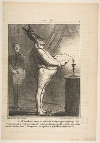 Les allies s'apprètent à pousser les opérations du siège avec plus de vigueur que jamais…, from "Actualités" by Honoré Daumier, print, 1855