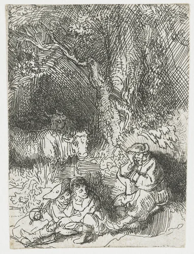 The sleeping herdsman by Rembrandt van Rijn, print, 1644