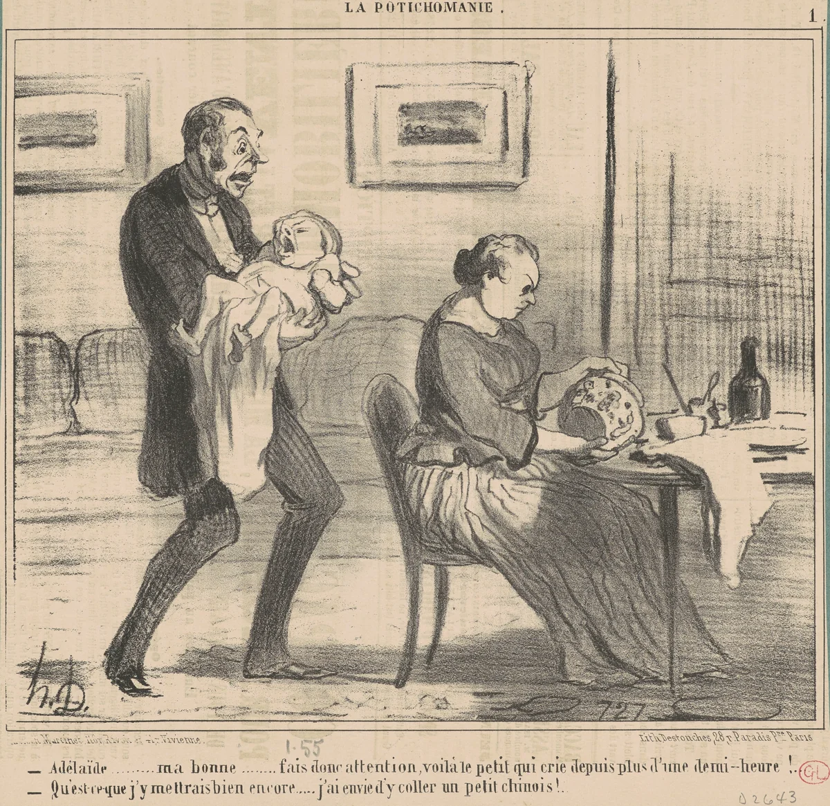 Adélaide ... ma bonne ... fais donc ... by Honoré Daumier, print, 1855