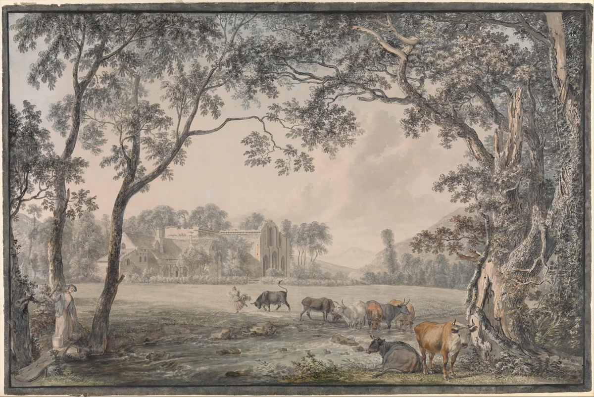 Valle Crucis Abbey, Denbighshire by Paul Sandby, drawing, 1770-1779